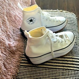 White Converse Run Star Hike platforms